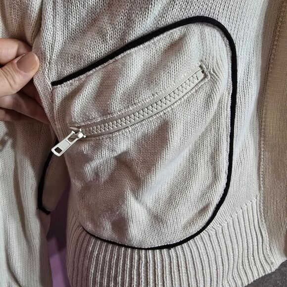 Armani Exchange Off-white zip-up cardigan sweater. Size Small Y2K - Picture 8 of 9